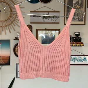 Aerie Women's Ribbed Knit Cropped Sweater Tank Top in Dusty Rose - Size M